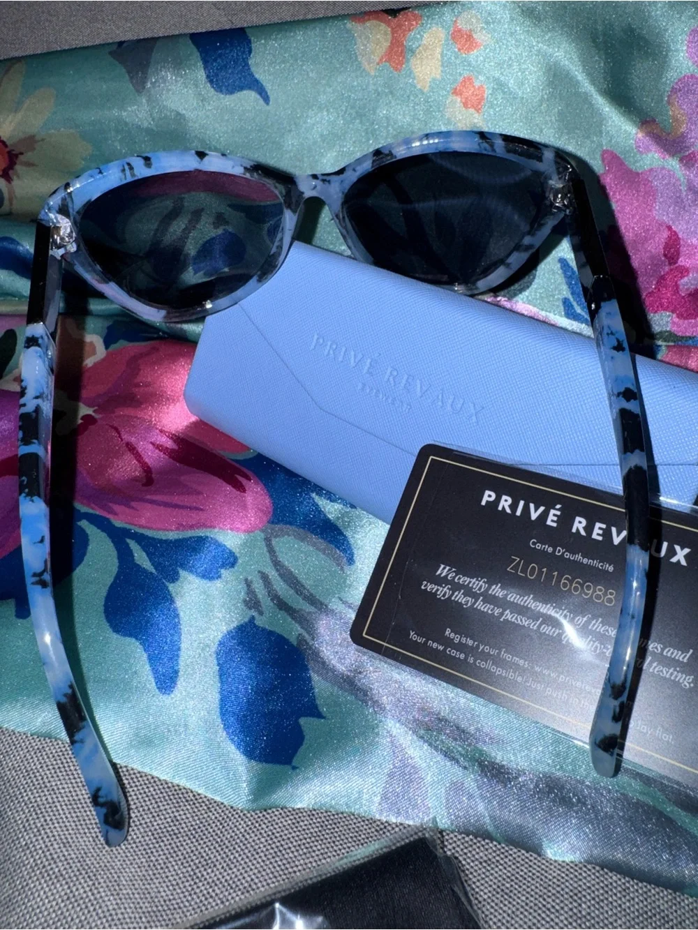 New PRIVE REVAUX Women's Milky Blue Tortoise Cat Eye Sunglasses